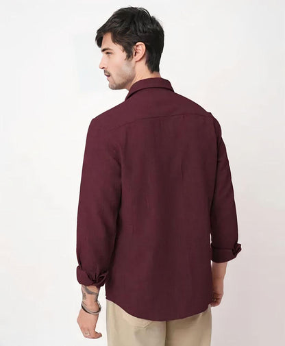 Men’s Premium Maroon Cotton Blend Solid Shirt